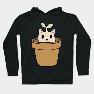 cute cat hiding in a plant pot Hoodie